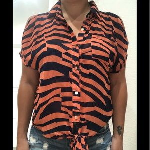 Sheer Open Shoulder Short Sleeve Top // Size S